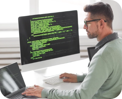 web developer working on code